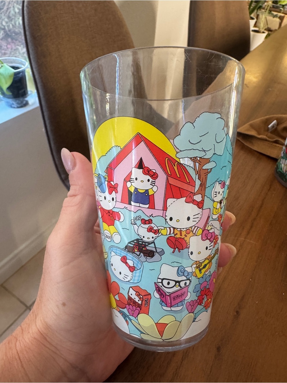 Set of 4- Hello Kitty Blue & peanuts McDonalds Character Drinking Glass